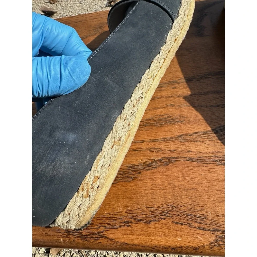 Salvatore Ferragamo Boutique Navy‎ Gold Espadrille Flats Womens 5.5 B